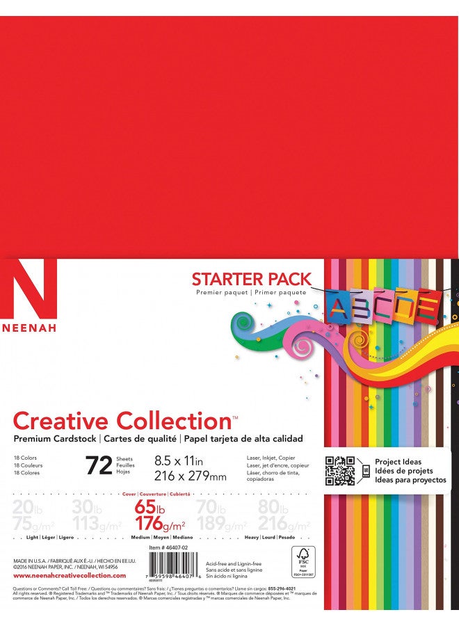 NEENAH Creative Collection Classics Specialty Cardstock Starter Kit, 8.5 X 11 Inches, 72 Count Assortment (46407-02)