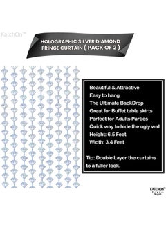 KATCHON KatchOn, Holographic Silver Foil Diamond Curtains - 3.4x6.5 Feet, Pack of 2 | Diamond Backdrop Curtain | Silver Diamond Garland, Denim and Diamonds Party Decorations | Bachelorette Party Decorations  - Image 4