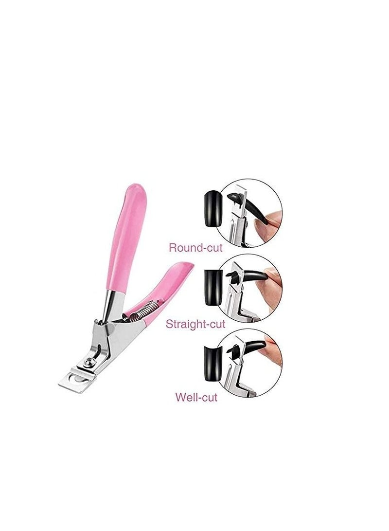 ORiTi False Nail Clipper, Acrylic Fake Nail False Nail Tip Clipper Cutter, Acrylic Nail Cutter Fake Nail Clippers Tool For Salon Home Art,Beauty Design DIY Use Acrylic Pink.