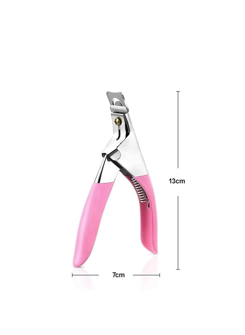 ORiTi False Nail Clipper, Acrylic Fake Nail False Nail Tip Clipper Cutter, Acrylic Nail Cutter Fake Nail Clippers Tool For Salon Home Art,Beauty Design DIY Use Acrylic Pink.