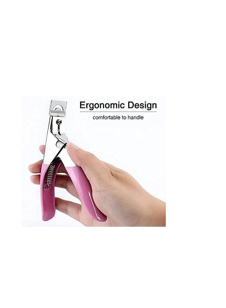 ORiTi False Nail Clipper, Acrylic Fake Nail False Nail Tip Clipper Cutter, Acrylic Nail Cutter Fake Nail Clippers Tool For Salon Home Art,Beauty Design DIY Use Acrylic Pink.