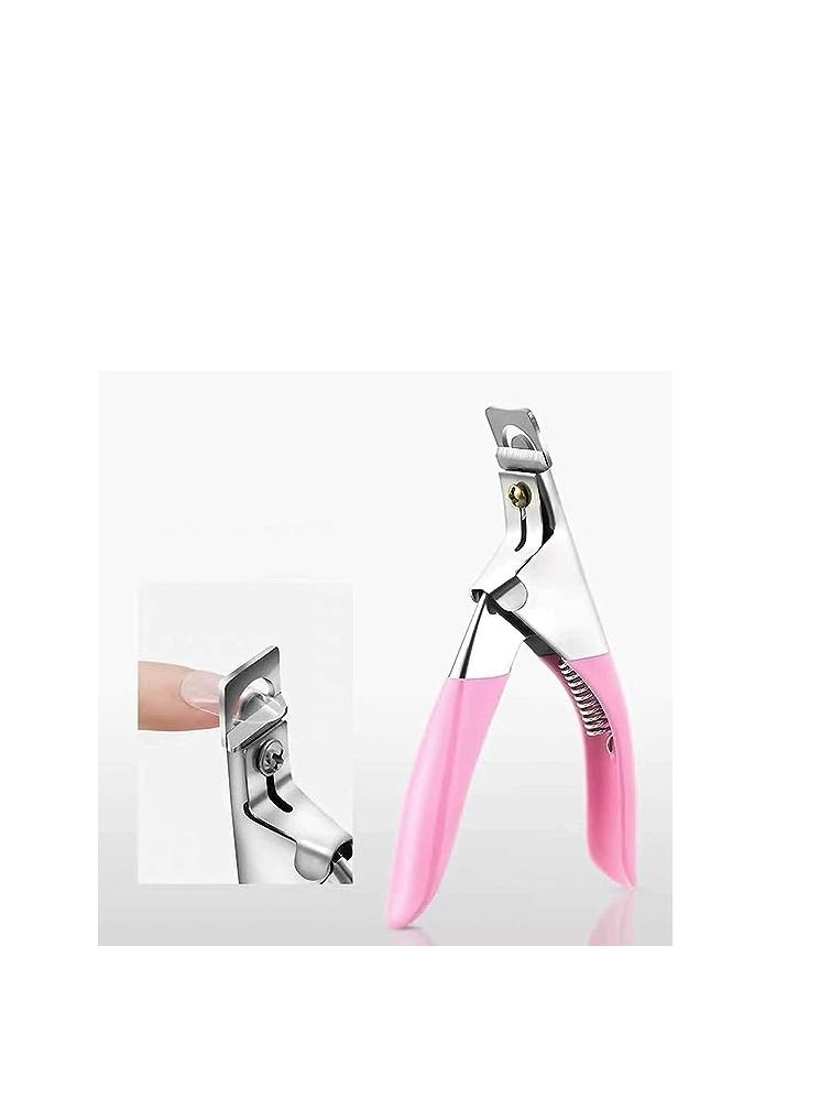 ORiTi False Nail Clipper, Acrylic Fake Nail False Nail Tip Clipper Cutter, Acrylic Nail Cutter Fake Nail Clippers Tool For Salon Home Art,Beauty Design DIY Use Acrylic Pink.