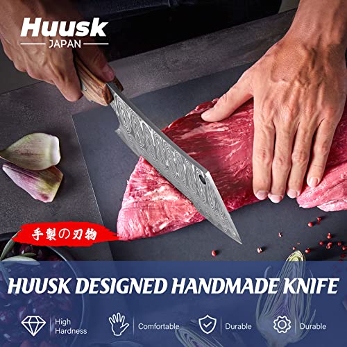 Huusk Japan Knife, Hand Forged Meat Cleaver Knife Japanese Kitchen Knife with Sheath Cooking Butcher Knife for Meat Cutting Vegetable Cleaver for Kitchen, Camping Thanksgiving Christmas Gifts - Image 2