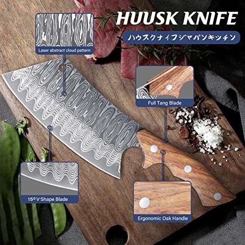 Huusk Japan Knife, Hand Forged Meat Cleaver Knife Japanese Kitchen Knife with Sheath Cooking Butcher Knife for Meat Cutting Vegetable Cleaver for Kitchen, Camping Thanksgiving Christmas Gifts - Image 4