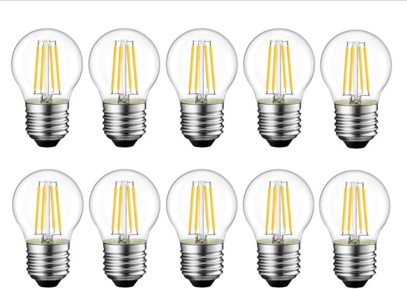 مصابيح كروية LED بخيوط، قاعدة G45 E27، 4 واط (تعادل 40 واط)، 3000K أبيض دافئ، عبوة 10 قطع - Image 1