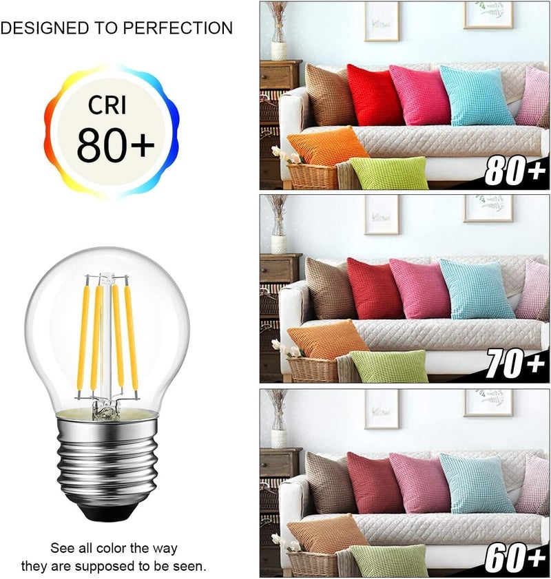 مصابيح كروية LED بخيوط، قاعدة G45 E27، 4 واط (تعادل 40 واط)، 3000K أبيض دافئ، عبوة 10 قطع - Image 4