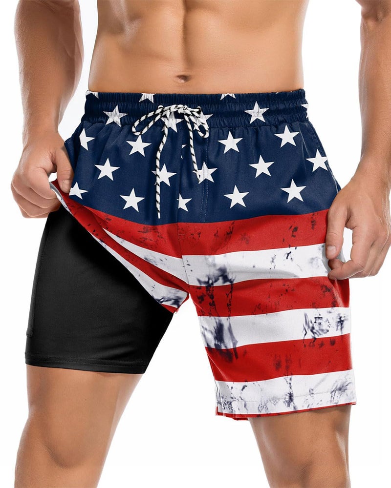 Men's Beach Swim Shorts Quick Dry Elastic Waistband