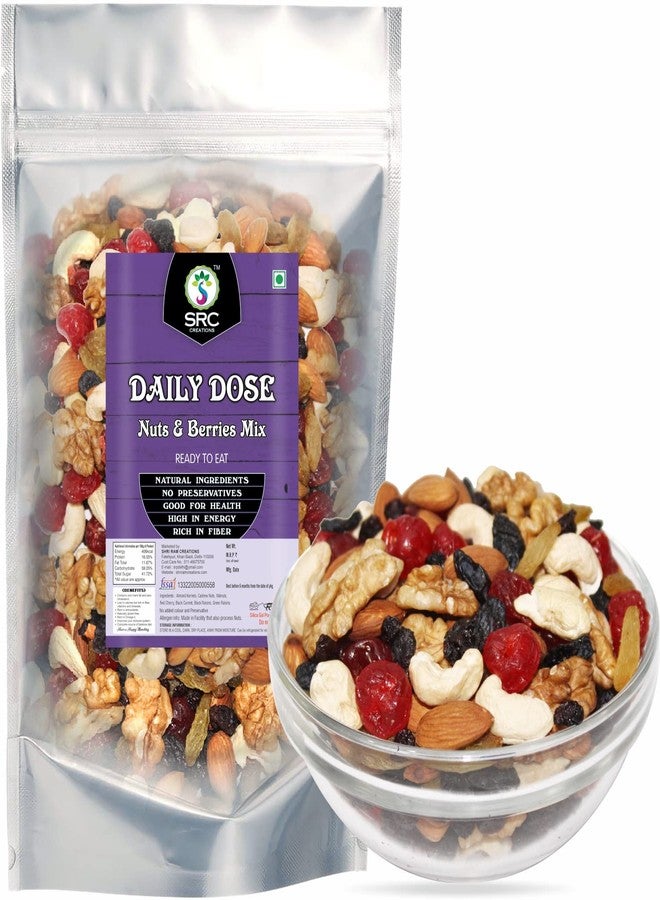 SRC CREATIONS Daily Dose | Nuts & Berries Mix | Ready to eat | Breakfast Food | Zip Lock Pouch Packing (250g) - Image 1