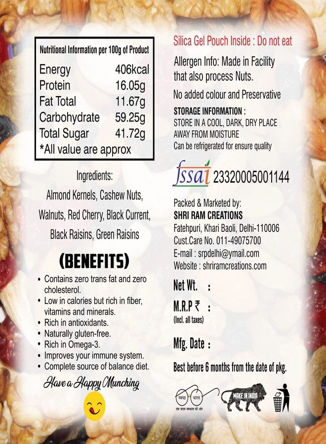 SRC CREATIONS Daily Dose | Nuts & Berries Mix | Ready to eat | Breakfast Food | Zip Lock Pouch Packing (250g) - Image 4