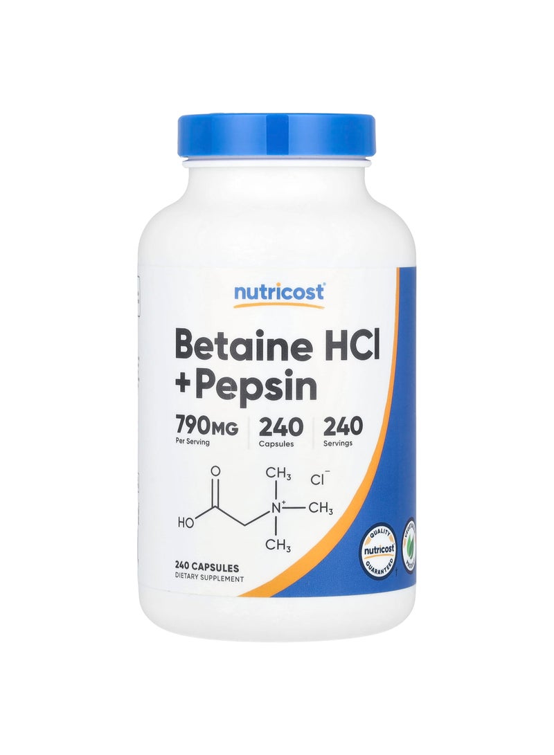 Betaine HCl + Pepsin, 240 Capsules