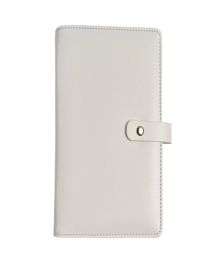 SEVENBEES Women’s Travel Jewelry Case - Jewelry Boxes PU Leather Ring Binder Organizer with Zipper Velvet Jewelry Pouches Bags - Cream White - Image 2