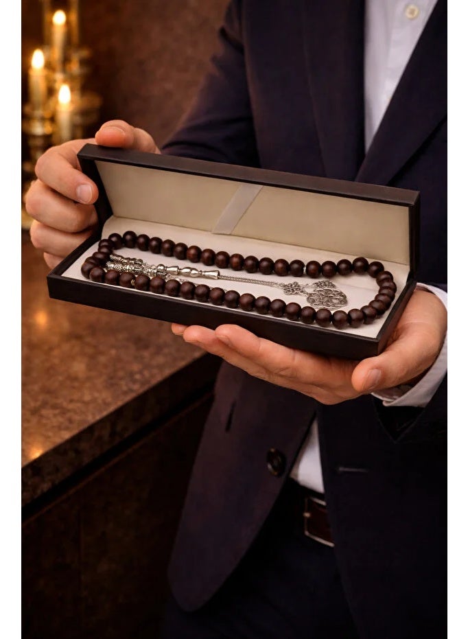 A luxurious, fragrant, dark brown wooden rosary – a beautiful scent with long-lasting fragrance, a touch of elegance and tranquility, presented in a stylish box. 45 wooden beads. - Image 1
