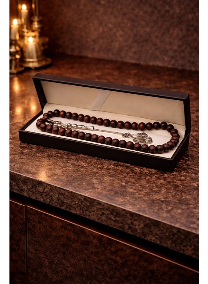 A luxurious, fragrant, dark brown wooden rosary – a beautiful scent with long-lasting fragrance, a touch of elegance and tranquility, presented in a stylish box. 45 wooden beads. - Image 2