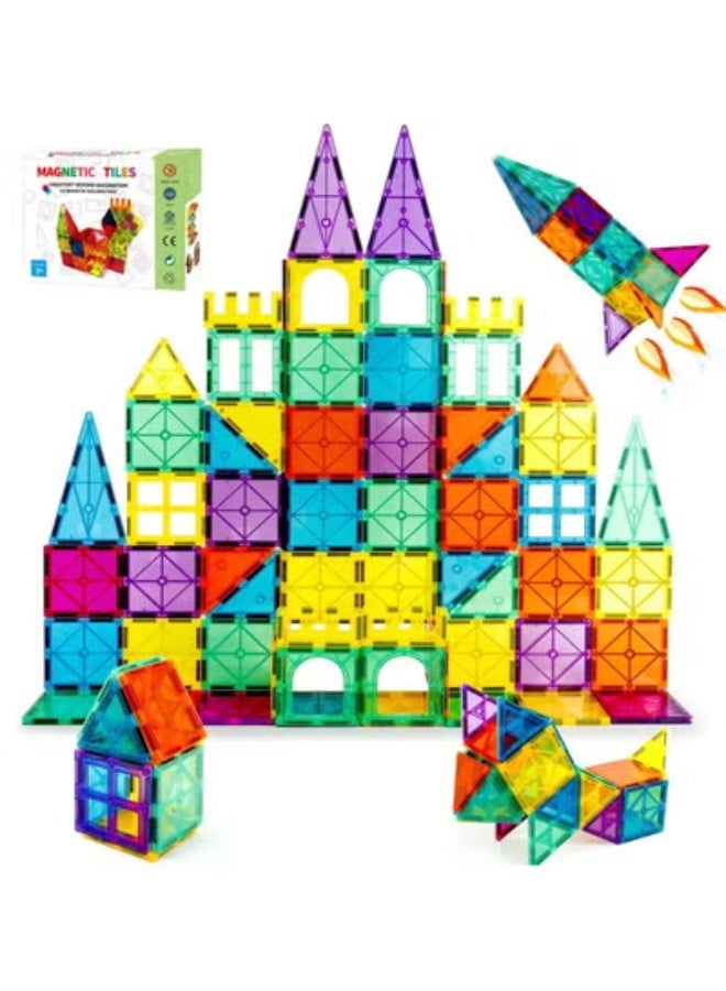 SKAFA Magnetic Tiles Toddler Toys | Magnetic Building Blocks for Kids Ages 3-12 STEM | Educational Toys for Girls & Boys Sensory Play for Preschool Learning. (60Pcs) - Image 2
