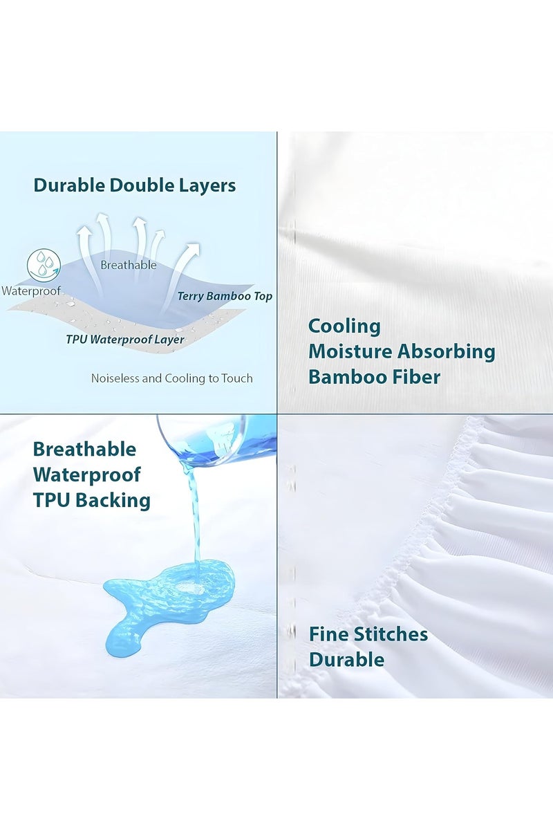 Selecto Hub Mattress Protector 100% Waterproof Polyester, King/Queen/Double/Single Sizes, White - Image 5