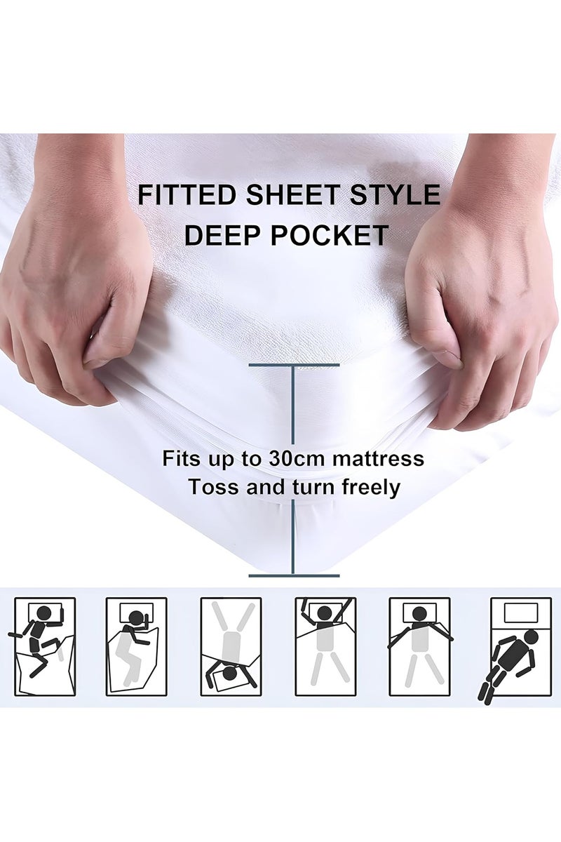 Selecto Hub Mattress Protector 100% Waterproof Polyester, King/Queen/Double/Single Sizes, White - Image 2