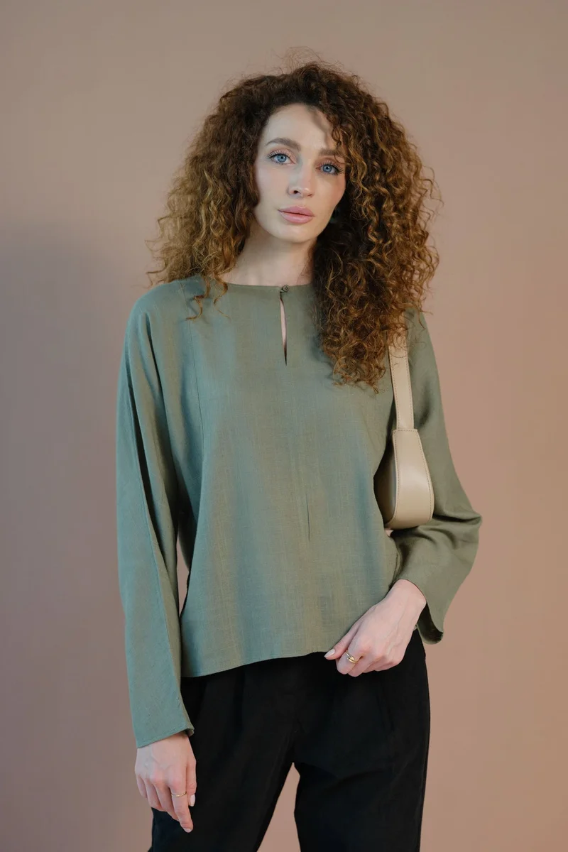 Virgio VIRGIO Linen Boxy Fit Dolman Sleeve Top