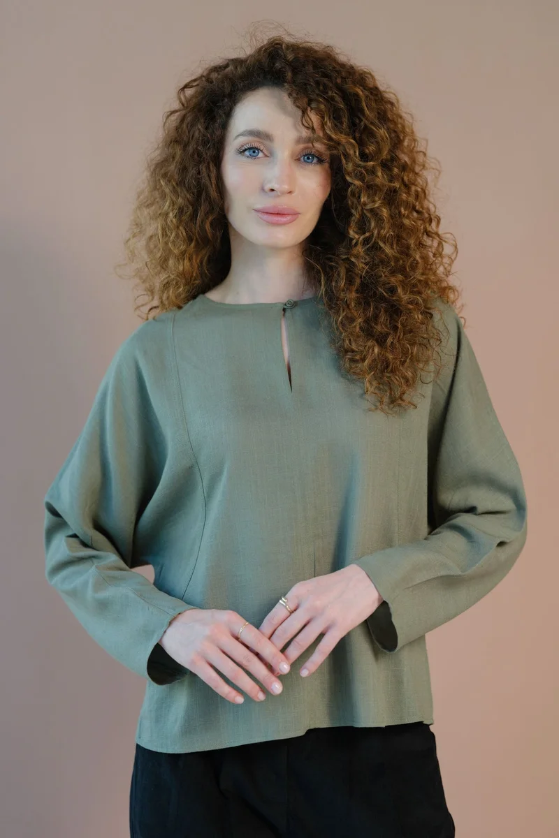 Virgio VIRGIO Linen Boxy Fit Dolman Sleeve Top
