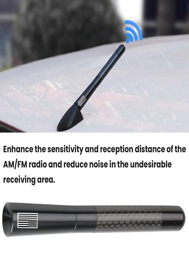 BESULEN Car Short Antenna, 4.7 Inch Carbon Fiber American Flag Aluminum Auto Radio Antenna for AM/FM Reception, Universal Replacement Car Antenna with 9 Adapters, 2 Screws, 2 Rubber Rings - Image 3