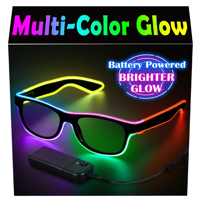 YouRfocus Led Light up Glasses Multi-Color Glow in the Dark Neon Rave Glasses for Rave Party, EDM, Halloween, Christmas(Multicolor) - Image 1