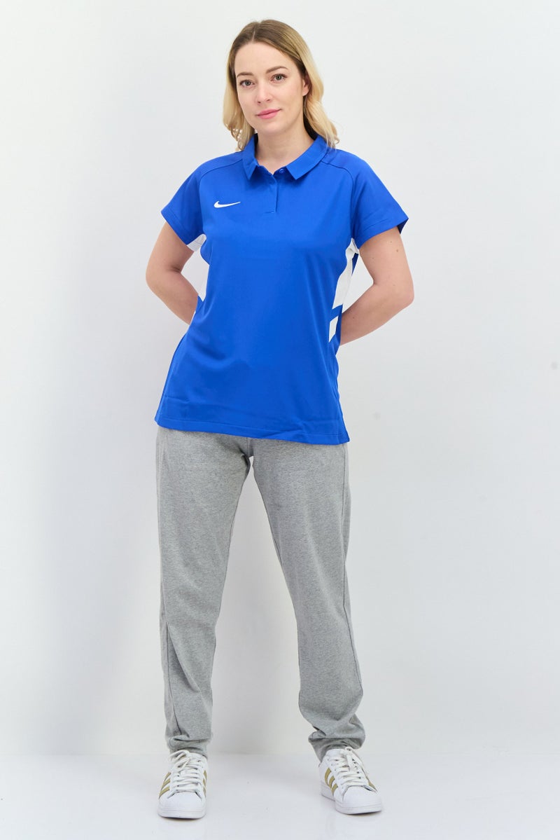 Nike Women Sportwear Fit Short Sleeve Training Polo Shirt, Blue/White - Image 4