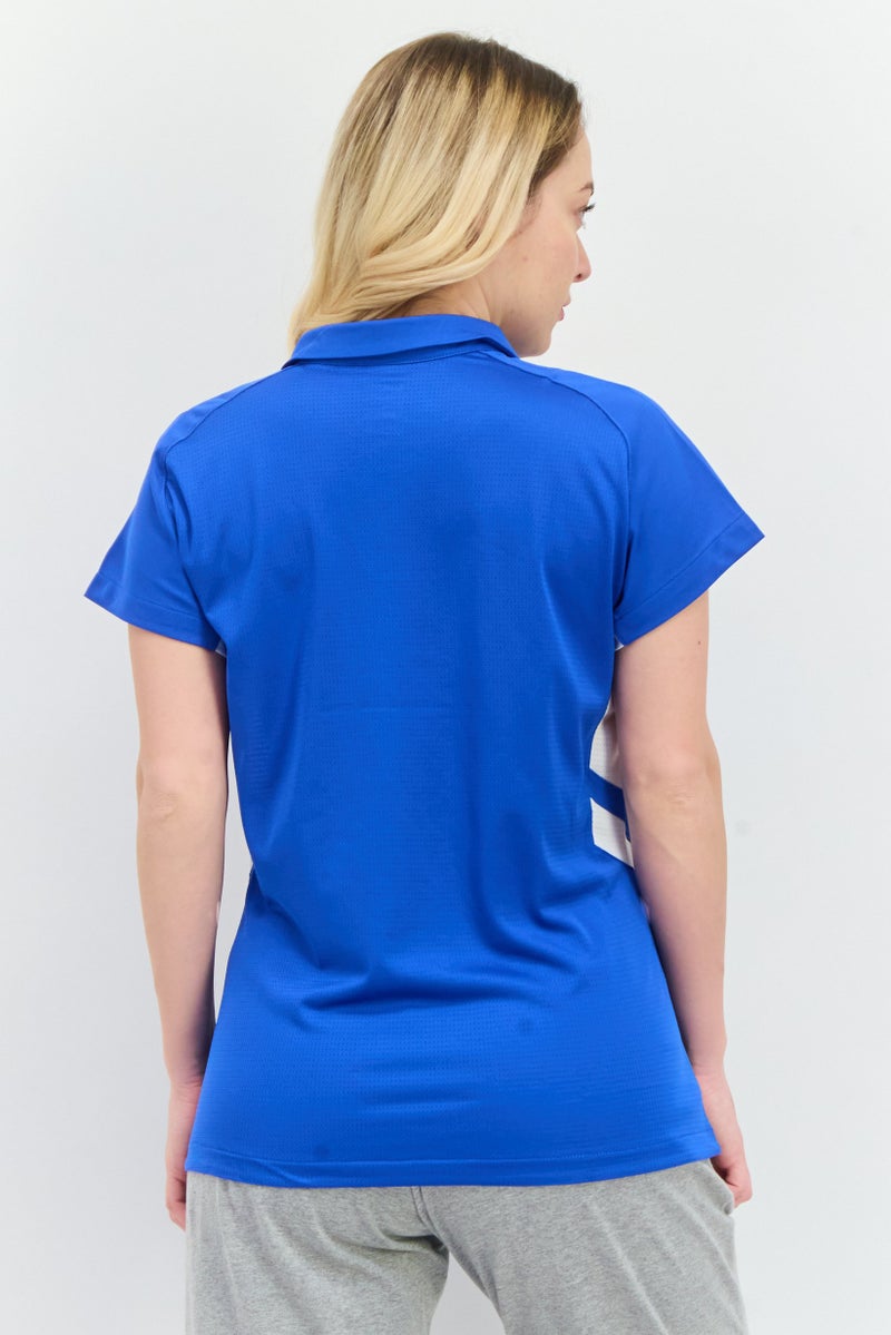 Nike Women Sportwear Fit Short Sleeve Training Polo Shirt, Blue/White - Image 3