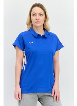 Nike Women Sportwear Fit Short Sleeve Training Polo Shirt, Blue/White  - Image 1