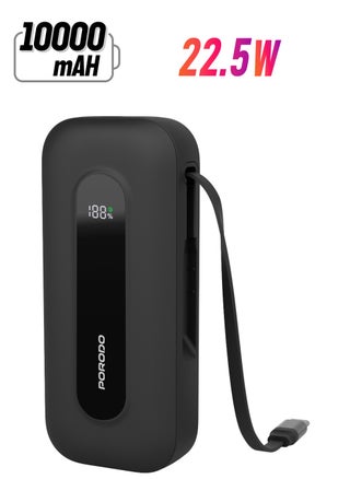 10000mAh - Built in Cable - Black