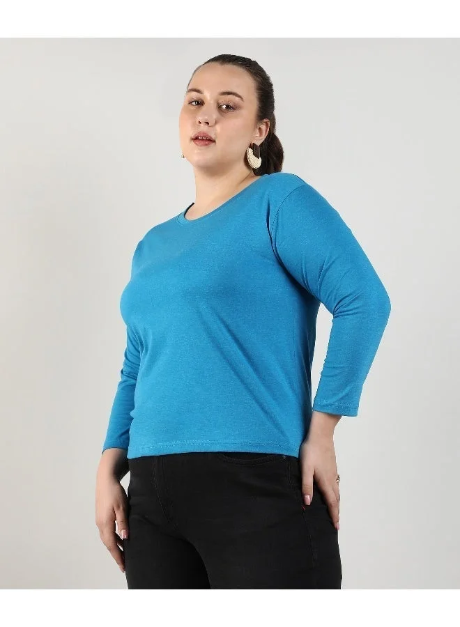 Instafab Plus Women's Royal Blue Basic Lounge Top