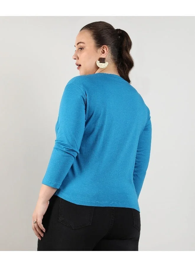 Instafab Plus Women's Royal Blue Basic Lounge Top