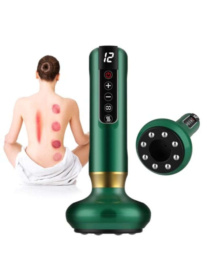 Handheld Anti Cellulite Massage Tool,Cellulite Massager Electric Fat Remover with 12 Suction Modes,Rechargeable & Cordless,Intelligent Cupping Massager for Arms,Legs,Back Used at Home,Green - Image 1