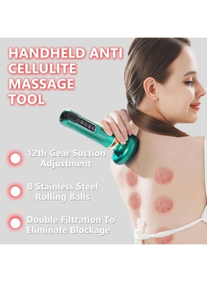 Handheld Anti Cellulite Massage Tool,Cellulite Massager Electric Fat Remover with 12 Suction Modes,Rechargeable & Cordless,Intelligent Cupping Massager for Arms,Legs,Back Used at Home,Green - Image 5