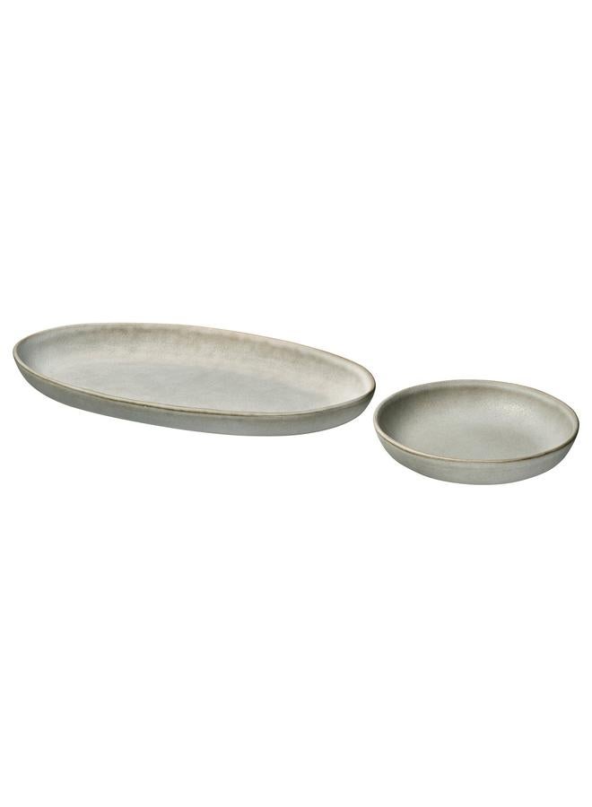 erorex Serving Plate, Set Of 2, Grey - Image 1