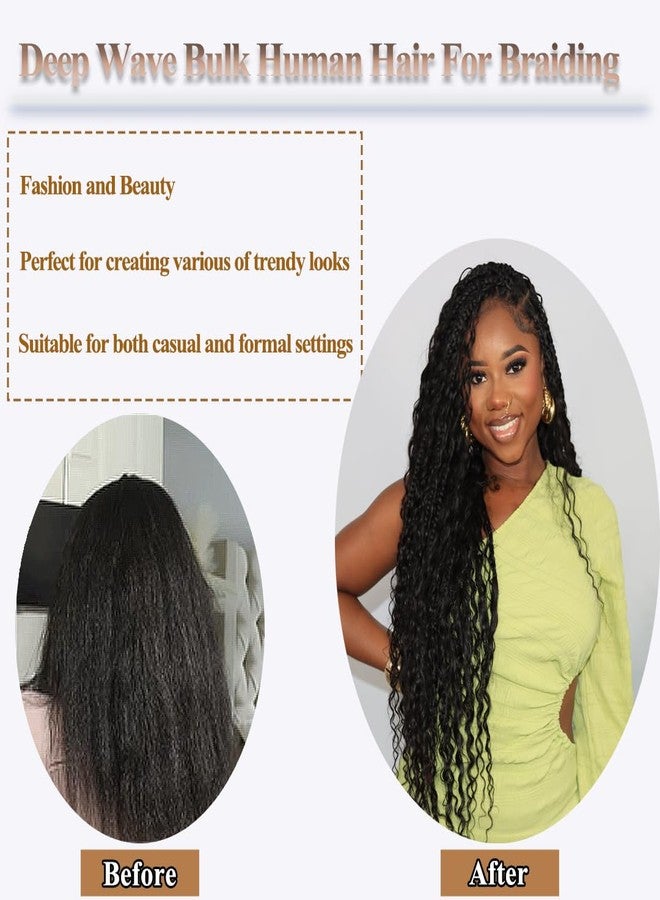 Y WIGS YWIGS Boho Human Hair for Braiding Human Deep Wave Braiding Hair 100G No Weft Virgin Human Braiding Hair Bundles NC 18inch - Image 4
