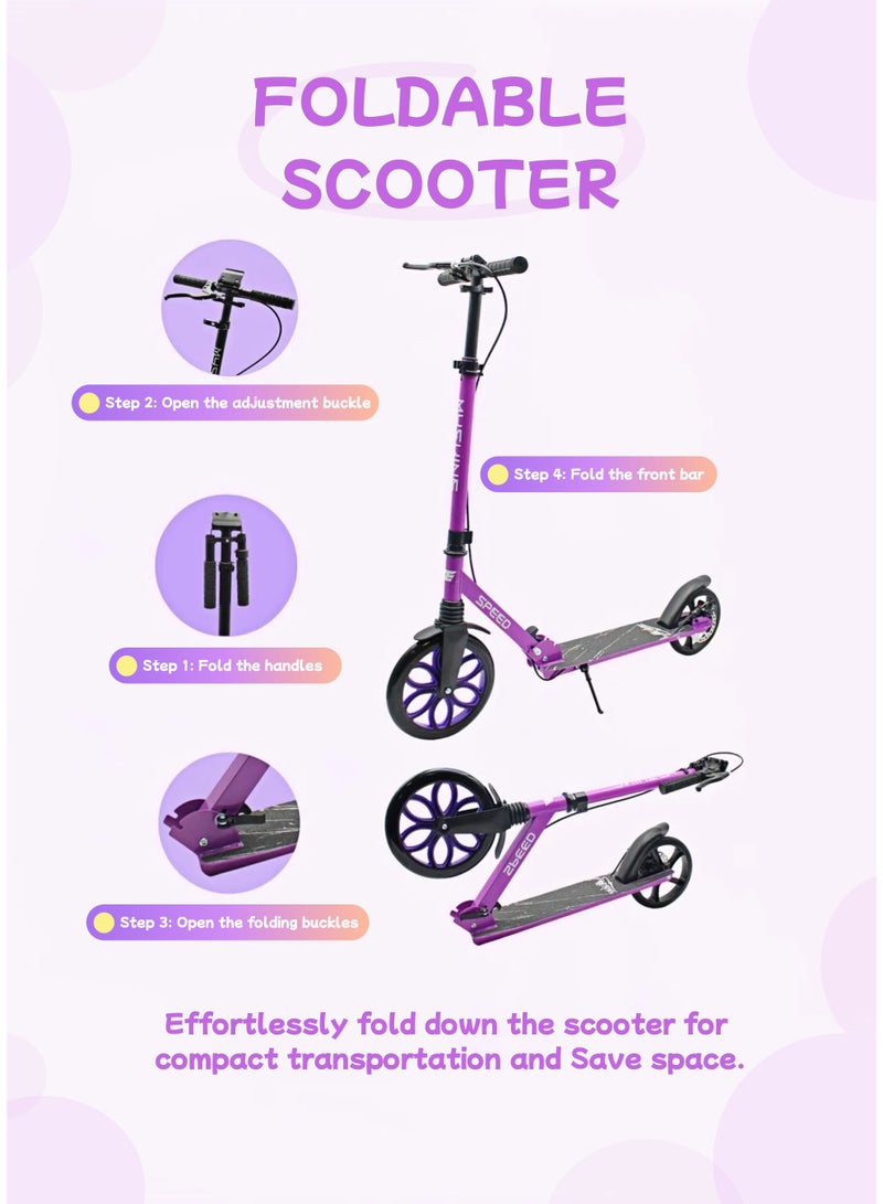 EASY FUTURE Kids Big Wheel Scooter, Height Adjustable & Foldable Kick Scooter with Rear Brake and Handle for 7–14 Years - Image 3