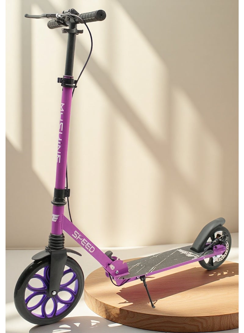 EASY FUTURE Kids Big Wheel Scooter, Height Adjustable & Foldable Kick Scooter with Rear Brake and Handle for 7–14 Years - Image 1