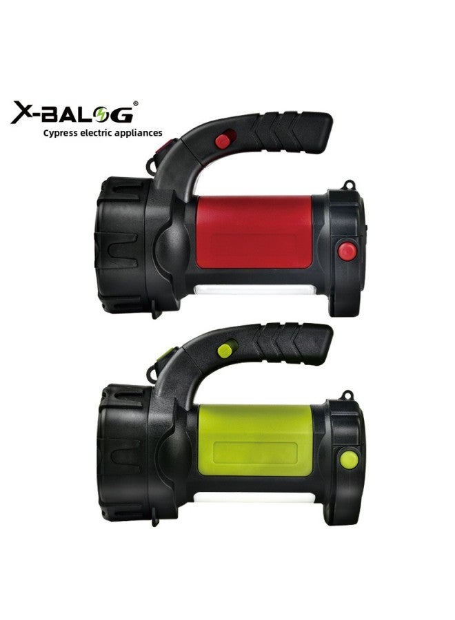 LED Outdoor Multifunctional Strap Flashlight Strong Light USB Rechargeable Portable Lamp COB Plastic Waterproof Long-range Flashlight-Color:Red  - Image 2