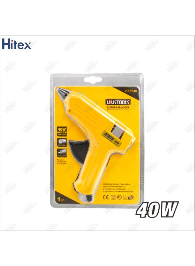 Hitex 40W Hot Melt Glue Gun with 2 Glue Sticks | Fast Heating (3–5 Min), 11–12mm Stick Compatible | DIY Craft, Household Repairs, School, Hobby & Décor Projects – 110–220V - Image 2