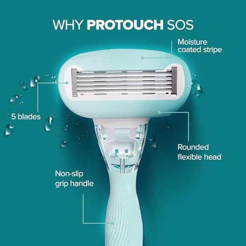 PROTOUCH SOS Women Razor | Painless & One Stroke Hair Removal Razor | 5-Blade Technology | Flexible Head for Flexible Shave | All Skin Types (Pack of 2) - Image 2