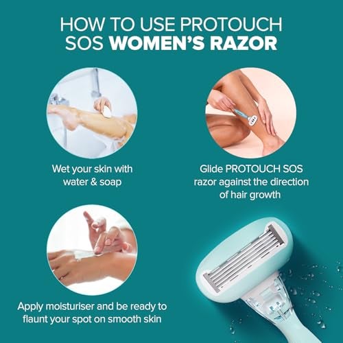 PROTOUCH SOS Women Razor | Painless & One Stroke Hair Removal Razor | 5-Blade Technology | Flexible Head for Flexible Shave | All Skin Types (Pack of 2) - Image 3