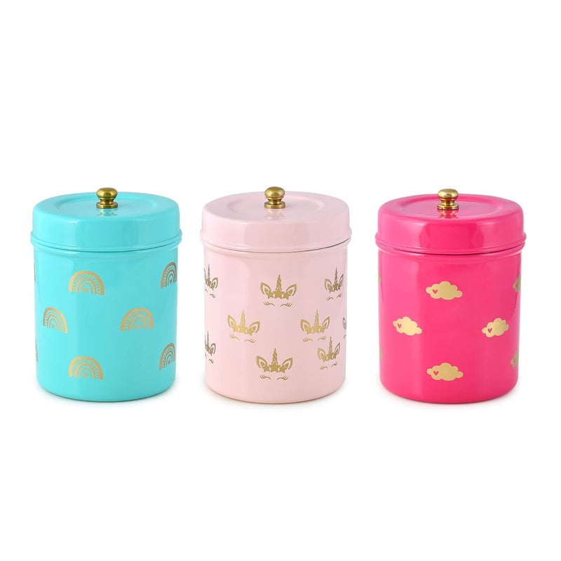 Elan Stainless Steel Food Storage Jars, Canisters for Kitchen, Multipurpose Containers (Set of 3, Multicolor) (Unicorn) - Image 2