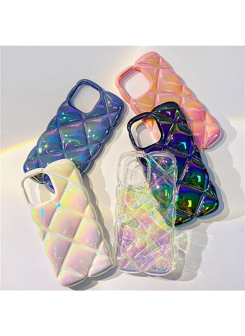 Generic iPhone 12/12 Pro Holographic Case - Cute 3D Glitter Bling Wave Design Luxury Silicone Phone Cover for Women 
