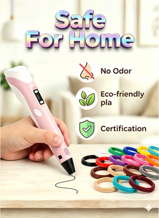 3D Printing Pen,Cute Doodle Arts Craft Drawing USB Pen Set,Kids DIY Gift, Doodle Arts Craft Drawing, Compatible with PLA and ABS Filament, Adjustable Temperature and Speed, for Graffiti, Drawing, Model Making,Education RBT Starter Kit Kids Toy Generation Smart Children's Gift Three-Dimensional Painting Creative Room Temperature Pen + 3D Printing Line Set（Pink） - view 2
