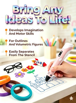 3D Printing Pen,Cute Doodle Arts Craft Drawing USB Pen Set,Kids DIY Gift, Doodle Arts Craft Drawing, Compatible with PLA and ABS Filament, Adjustable Temperature and Speed, for Graffiti, Drawing, Model Making,Education RBT Starter Kit Kids Toy Generation Smart Children's Gift Three-Dimensional Painting Creative Room Temperature Pen + 3D Printing Line Set（Pink） - view 5