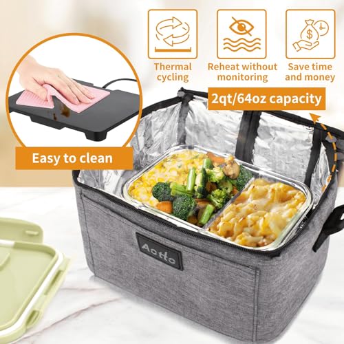 Aotto Portable Oven Electric Lunch Box Food Heater - 12V/24V 2-in-1 Car Food Warmer, Heated Lunch Box for Adults, Cook, Reheat, and Keep Meals Warm for Car, Truck, Travel - Grey - Image 3