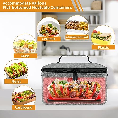 Aotto Portable Oven Electric Lunch Box Food Heater - 12V/24V 2-in-1 Car Food Warmer, Heated Lunch Box for Adults, Cook, Reheat, and Keep Meals Warm for Car, Truck, Travel - Grey - Image 5