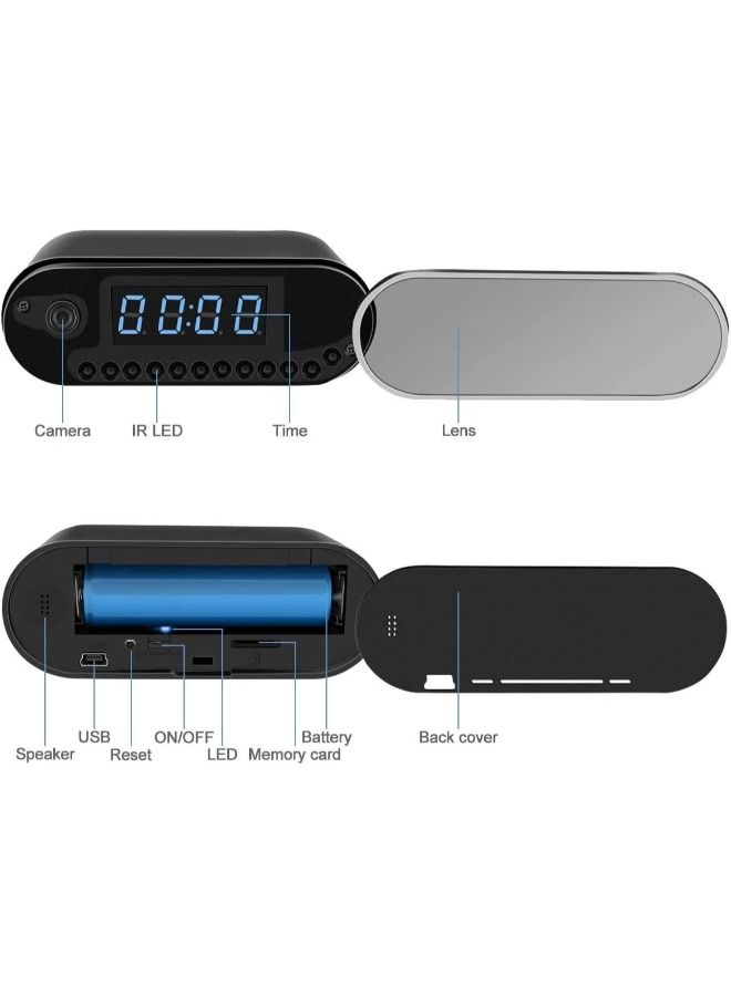 SHOPI Multifunctional Baby Monitor Home Security Mini Clock Camera With Rechargeable battery 128gb memory card support with night vision - Image 3