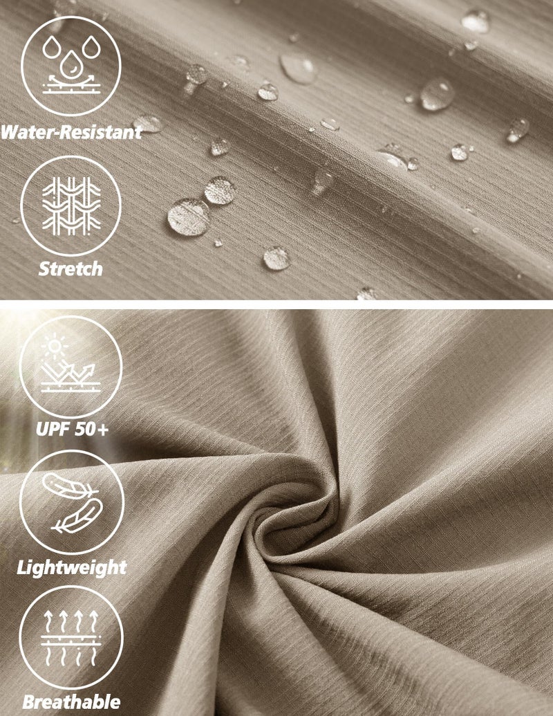 AREOUTS Men's Cargo Work Hiking Pants Lightweight Water Resistant Quick Dry Fishing Travel Camping Outdoor Breathable Multi Pockets Light Khaki M - Image 4