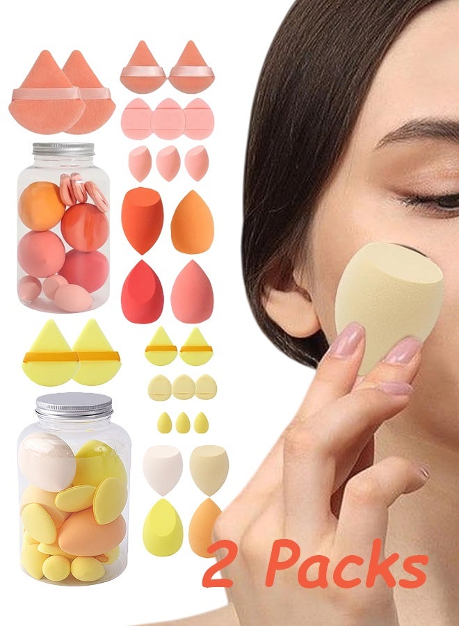 2 Packs Makeup Sponge Blender Set, 28 pieces Makeup Foundation Blending, Washable Non Latex Foundation Sponge, Powder Puff Long Lasting Beauty Sponge Wet & Dry Use For Women Girlfriend Mother Wife - Image 1