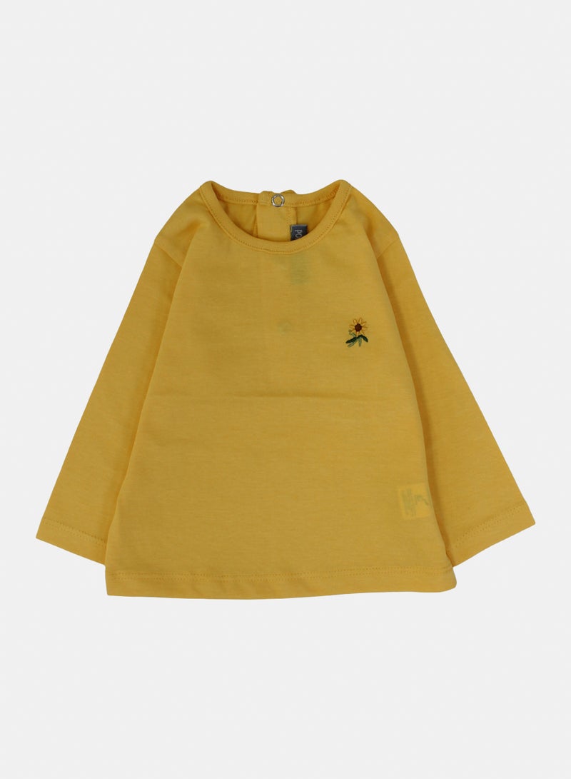 Pompelo Baby Girls Cotton T-Shirt – Yellow - Image 1